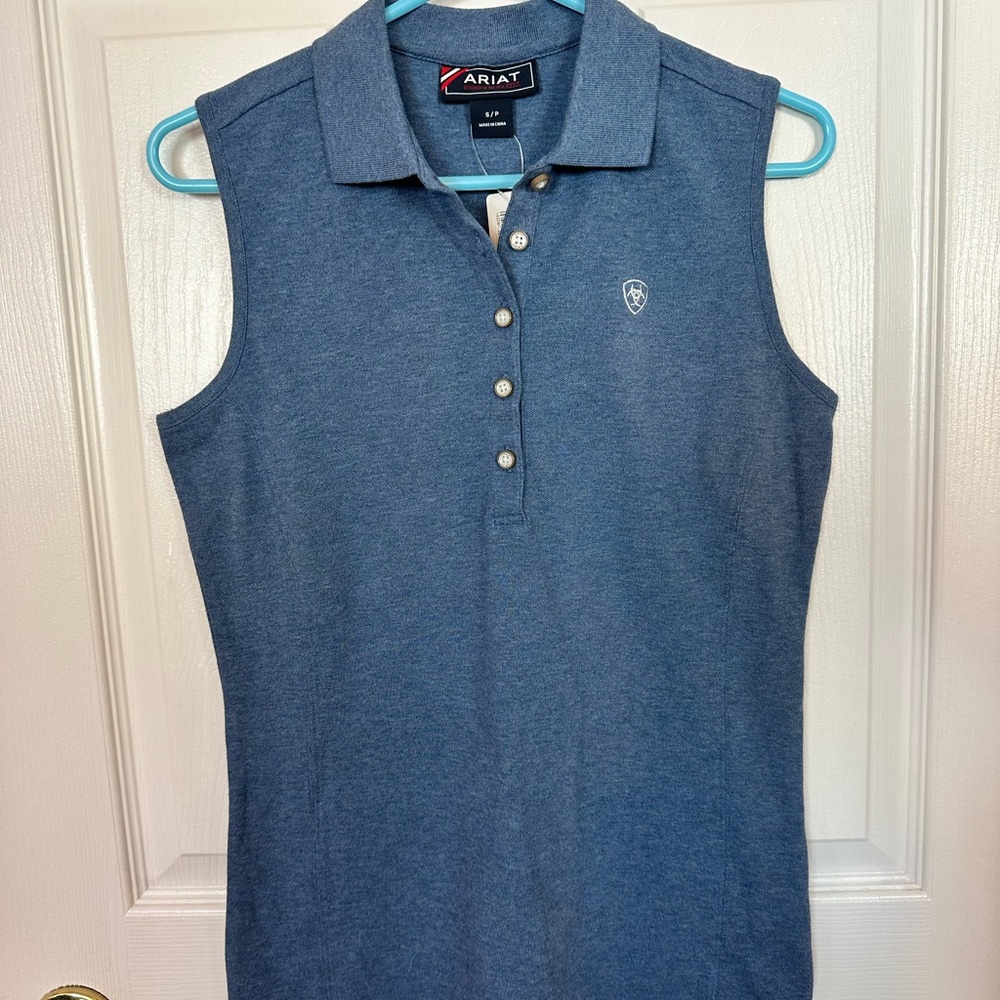 Ariat Sleeveless Polo Tank Top — Denim Blue